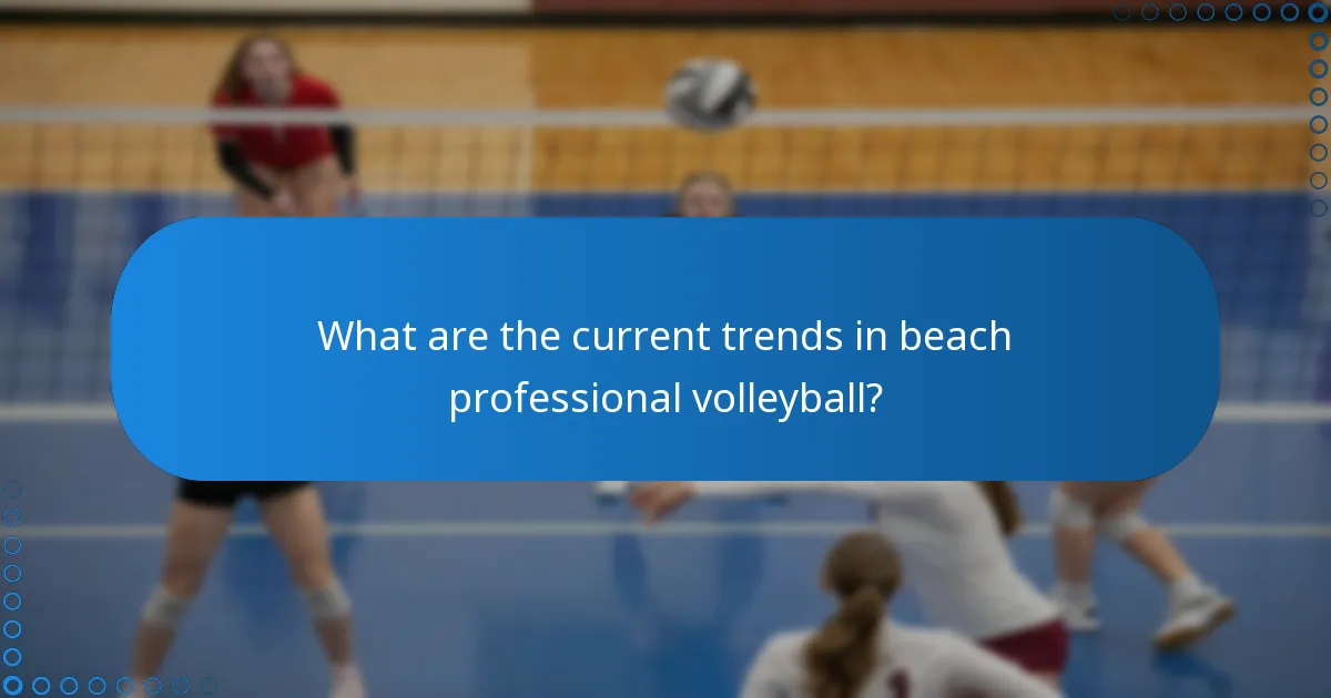 What are the current trends in beach professional volleyball?